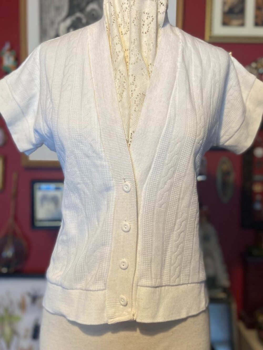 Vintage Short Sleeve Button Up Shirt 60'sto70's Made In The USA Tan Heather Trim